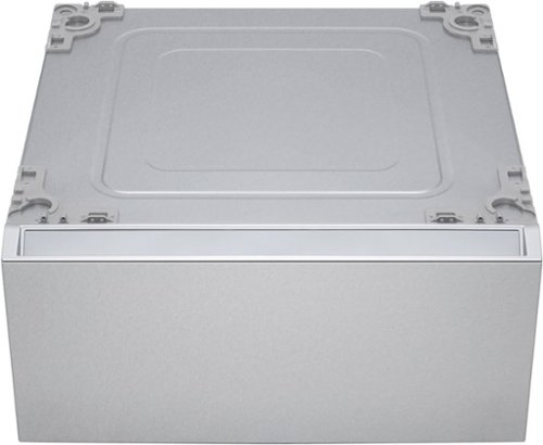 LG - SIGNATURE 29" Laundry Pedestal with Storage Drawer - Brushed Platinum Steel-Front_Standard