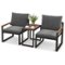 Costway - 3 PCS Patio Furniture Set with Soft Cushions Aluminum Frame Weatherproof Outdoor - Gray-Front_Standard 