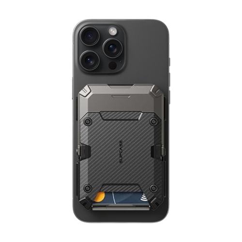 SUPCASE - MagFlip Magnetic Wallet with Stand - 5-Card Storage, RFID Blocking, and Strong Magnetic Lock - Carbon-Front_Standard 