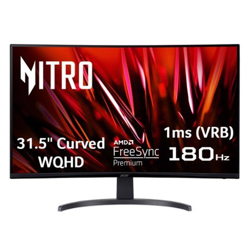 Acer -Nitro Gaming 31.5" Curved WQHD 180Hz 1ms FreeSync Premium Gaming Monitor (DisplayPort, HDMI x2) - Black