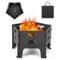 Costway - Fire Pit for Outside 19 Inches Collapsible Portable Plug Fire Pit with Storage Bag - Black-Front_Standard 