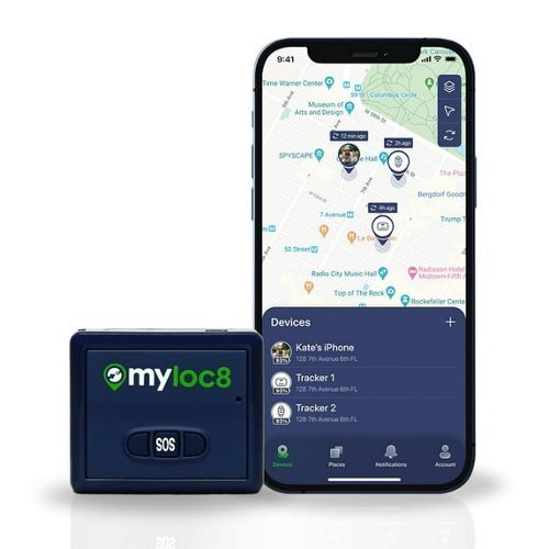 GPS Tracker by Myloc8 – Universal GPS Tracker for Vehicles, Kids, Luggage, GPS Car Tracking Device-Front_Standard 