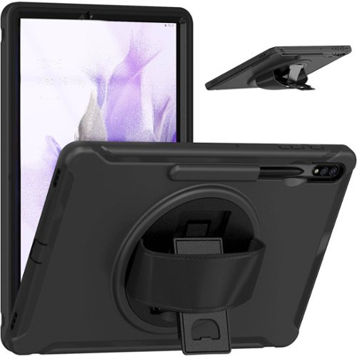 SaharaCase PROTECTION Hand Strap Case for Samsung Galaxy Tab S7 FE and S8 Plus - Black GLOBAL SHIPPING