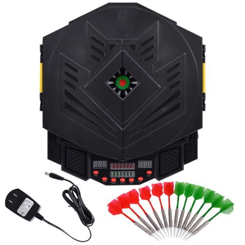 Costway Professional Electronic Dartboard Cabinet Set w/ 12 Darts Game Room LED Display - Black SHOP ONLINE