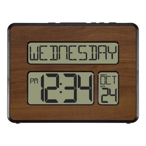 La Crosse Technology - Atomic Full Calendar Digital Clock with Extra Large Digits, Walnut - Brown-Front_Standard 