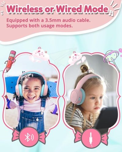 Tronsmart KH02 Wireless Headphones with 74/85/93dB Safe Volume, Built-in Microphone, Bluetooth 5.3, 45H Playtime for School Travel - Princess Pink BUY IN MIDDLE EAST