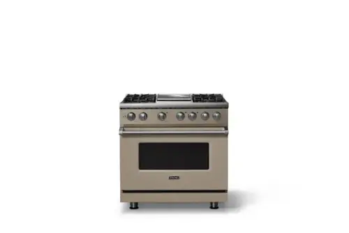 Front. Viking - 36"W. 4 Burner Pro 5 Series 5.6 Cu. Ft. Freestanding Sealed LP Dual Fuel Convection Range/Griddle - Nantucket - Nantucket.