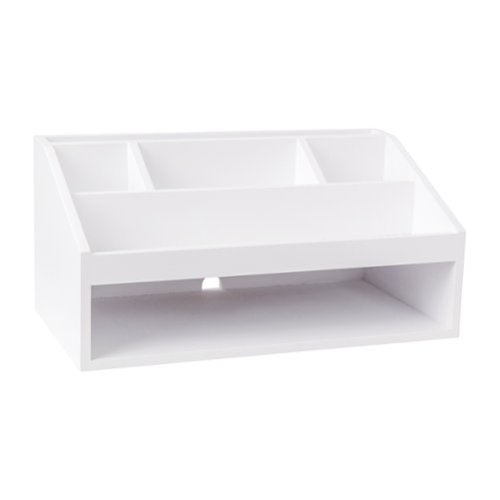 Martha Stewart - Weston Premium Engineered Wood Desktop Organizer - White-Front_Standard 