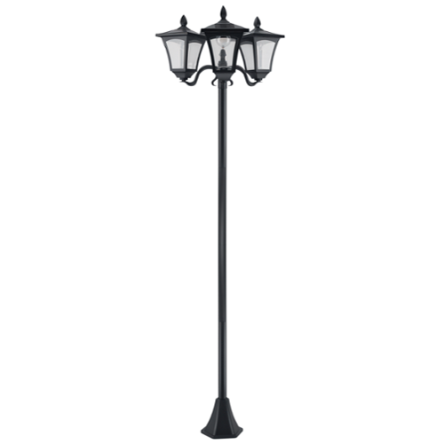 Outsunny - 72" Solar Lamp Post, Triple-Head Street Light, All-Weather Waterproof Stainless Steel, Vintage Style - Black-Front_Standard 