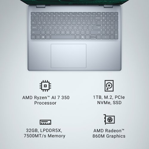 Dell Plus 16 FHD+ Touch Screen Laptop - AMD Ryzen AI 7 350 Copilot+ PC with 32GB Memory - 1TB SDD - Ice Blue BUY IN SAUDI ARABIA
