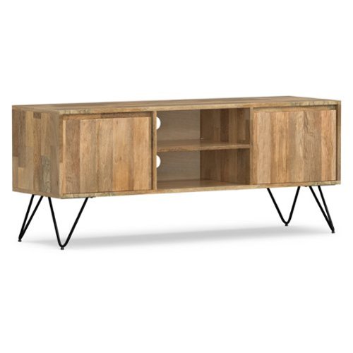 Simpli Home - Hunter Solid Mango Wood 60 inch Wide Industrial TV Media Stand For TVs up to 65 inches - Natural-Front_Standard 