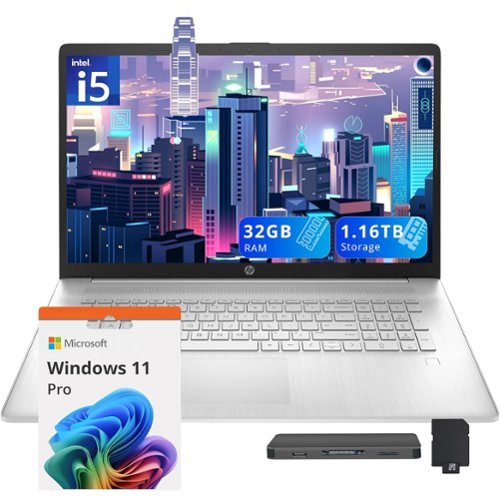 HP - 17.3" FHD IPS Laptop,Intel i5-1334U,32GB RAM,1TB SSD+160GB Docking Station Set,Win 11 Pro,Backlit Keyboard - Silver-Front_Standard 