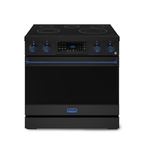 Gordon Ramsay Series by Thor Kitchen 6.0 Cu. Ft Freestanding Electric Range with Navy Blue Hardware - Black-Front_Standard 