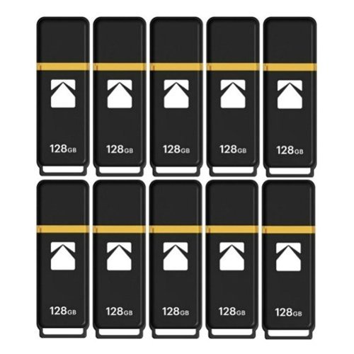 Kodak - USB 3.2 K100 128GB Flash Drive (10-pack) - Black-Front_Standard 