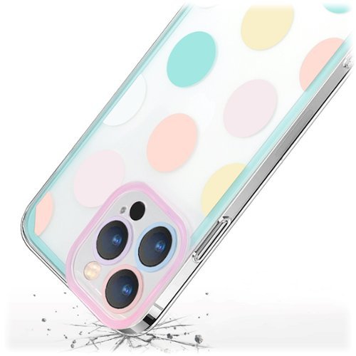 SaharaCase PolkaDot Hybrid-Flex Hard Shell Case for Apple iPhone 14 Pro Max - Clear/Pink/Teal WHERE TO BUY