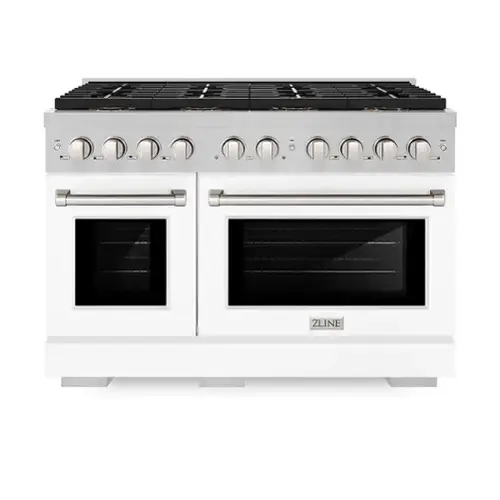 Front. ZLINE - ZLINE 48 in. 6.7 cu. ft. Freestanding Paramount Dual Fuel DuoPro Range with Dual Ovens - Black Matte.