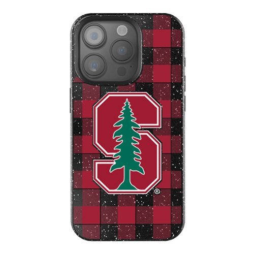 Keyscaper - NCAA - Stanford Cardinal Plaid Bling iPhone Case - 14 Pro - Black-Front_Standard 