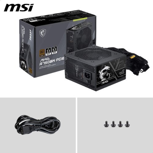 MSI MAG A750BN PCIE5 III 750W 80 PLUS Bronze Non-Modular ATX 3.1 & PCIe 5.1 Ready Power Supply - Black BUY ONLINE