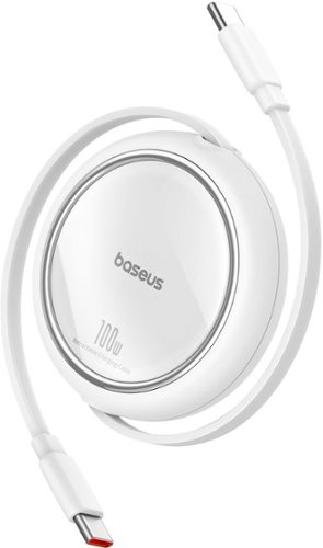 Baseus Free2Pull Mini 100W Retractable USB C Cable Fast Charging for iPhone 16 and Samsung 3.3ft White - White WORLDWIDE DELIVERY