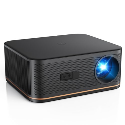 Happrun - 4K Decoding Projector 2000 ANSI Full HD WiFi Bluetooth Auto Focus Home Theater 300 Inch Indoor Outdoor - Black-Front_Standard 