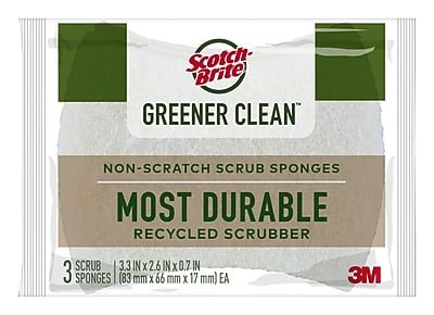 Scotch-Brite - Greener Clean Scrub Sponge, Tan, 3/Pack (97033) - Brown