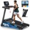 MERACH - T12 Folding Treadmill with 15% Auto Incline, 300 LBS Capacity, 0.5-7.5MPH Quiet 2.5HP Incline, Smart APP - Black-Front_Standard