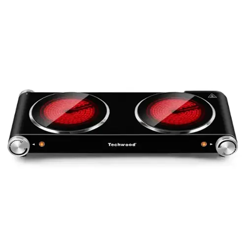 Front. Techwood - 1800w Two Infrared Burners, Infrared Ceramic Stainless Steel Portable Electric Burner For Home Rvs Apartments - Black.