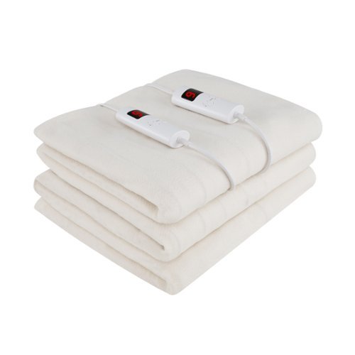 Costway - 80" x 60" Heated Mattress Pad Queen Size Machine Washable Electric Bed Warmer - White-Front_Standard 