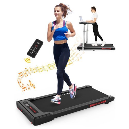 Hunkstar - Electric Folding Treadmill, 2.25HP Foldable Exercise Walking Pad for Apartment Home/Office, Easy to Fold Assembly, MP3 - Black