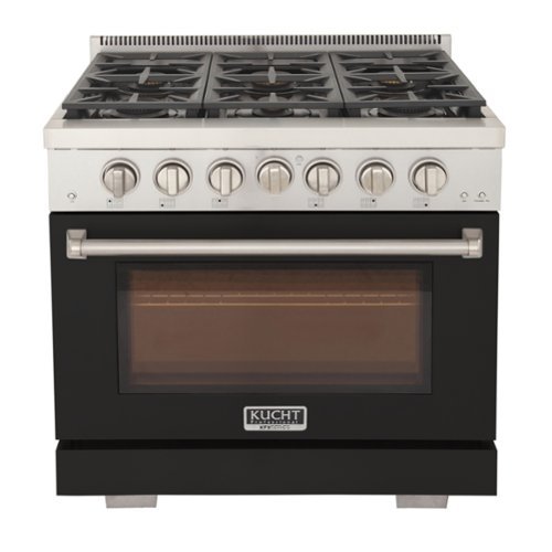 Kucht - Professional 36 in. 5.2 cu. ft. Natural Gas Range and Convection Oven in Black with True Simmer Burners - Black-Front_Standard 