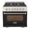 Kucht - Professional 36 in. 5.2 cu. ft. Natural Gas Range and Convection Oven in Black with True Simmer Burners - Black-Front_Standard