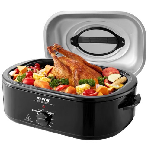 VEVOR - Electric Roaster Oven, 20 QT Turkey Roaster Oven with Self-Basting Lid, 1450W Roaster Oven with Defrost & Warm Function - Black-Front_Standard 