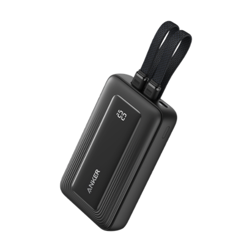 Anker - Power Bank (10K, 30W, Built-In USB-C and Lightning Cable) - Black