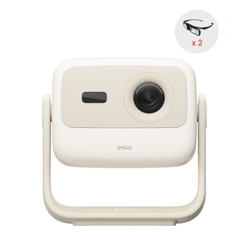 JmGO - N1S Nano Mini Portable Projector 200" Google TV Netflix Dual Speakers Dolby Audio Projector with 3D Glassess - Creamy-Front_Standard 