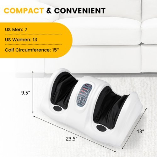 Costway Shiatsu Foot Massager Kneading and Rolling Leg Calf Ankle with Remote - White WORLDWIDE DELIVERY