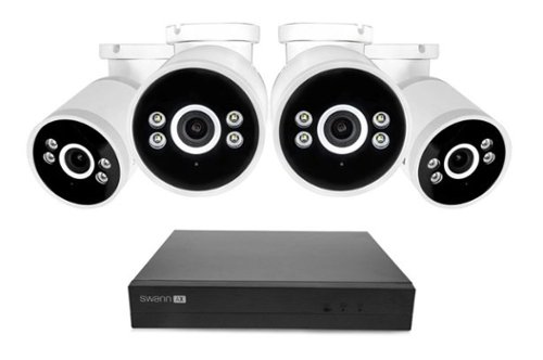 Swann - AdvancedX Wired NVR 4K Security Camera System, 8 CH, 4 PoE Cameras Outdoor, 1TB, Color Night Vision, Motion Detect - White