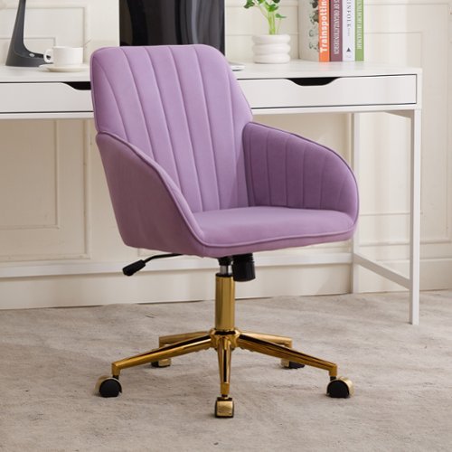 GOODSILO - Adjustable Office Chair Ergonomic Swivel Chair Home Bedroom Comfortable - Lilac-Front_Standard 