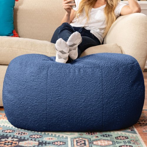 Jaxx Ellis Ottoman Shearling Faux Lamb Plush Pouf for Modern