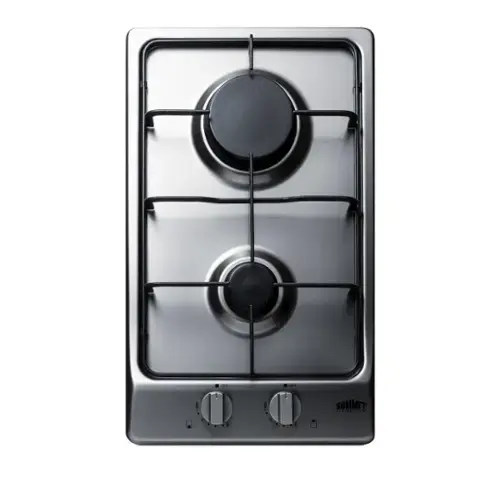 Front. SUMMIT - 12" Wide 2-Burner Gas Cooktop - Silver.
