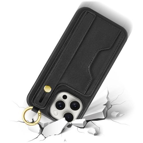 SaharaCase FingerGrip Series Genuine Leather Wallet Case for Apple iPhone 15 Pro Max - Black BUY ONLINE