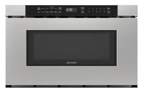 - SENSOR
  - Help
  - Settings
  - Open
  - Close
  - Defrost
  - Cook
  - Reheat
  - Popcorn
  - Frozen
  - Baked
  - Steamer
  - More
  - Beverage
  - Entree
  - Potatoes
  - Bags
  - Menus

- 12:30

- START
  - +30 SEC
  - STOP
  - CLEAR

- 1 2 3 4 5 6 7 8 9 0

- Power Level
- Timer
- Clock

- SHARP