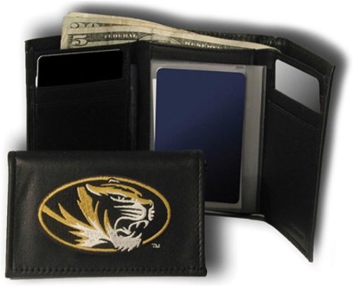 Rico Industries - Missouri Tigers Embroidered Black Leather Trifold Wallet - Multi-Front_Standard 