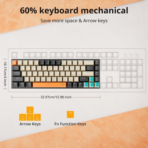REDRAGON K633CGO-RGB Wired 60% Mechanical Gaming Keyboard, RGB Backlit 68 Keys Progammable Keyboard, Hot-Swappable Red Switch - Black/Beige/Orange HOW TO BUY