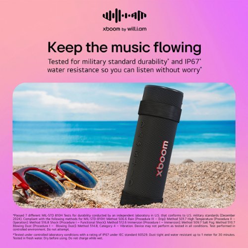 LG xboom Grab Portable Bluetooth Speaker - Black WORLDWIDE DELIVERY