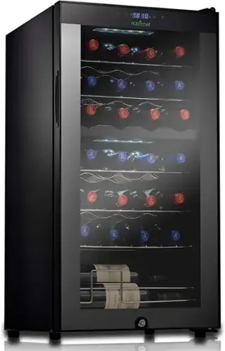 Front. NutriChef - Wine Chilling Refrigerator Cellar - Dual-Zone Wine Cooler/Chiller Digital Touch Button (28 Bottle Storage Capacity) - Black.