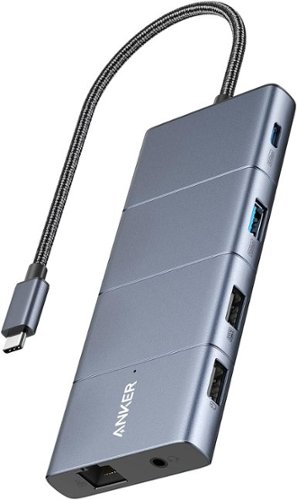 Anker - USB C Hub, 11-in-1 Docking Station Dual Monitor - Gray-Front_Standard 