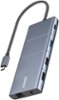 Anker - USB C Hub, 11-in-1 Docking Station Dual Monitor - Gray-Front_Standard
