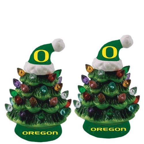 Evergreen Enterprises - Oregon Ducks 2-Pack 4" Ceramic LED Christmas Tree Set - Multicolor-Front_Standard 