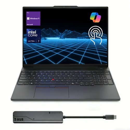 Lenovo - ThinkPad E16 16" FHD+ Touchscreen Laptop - Intel Core Ultra 7 155U - 64GB RAM - 2TB SSD - FP Reader - 7 in-1 USB-C Hub - Black-Front_Standard 