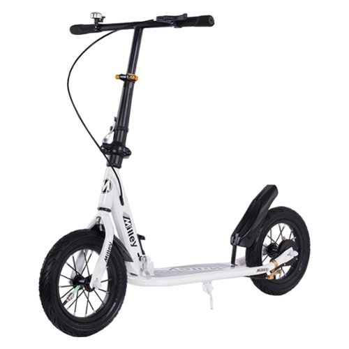 Topteng - 12" Air Tire Foldable Commuter Kick Scooter for Adults & Teens-Shock-Absorbing, 220lbs Capacity,Dual Hand Brakes​​ - White-Front_Standard 